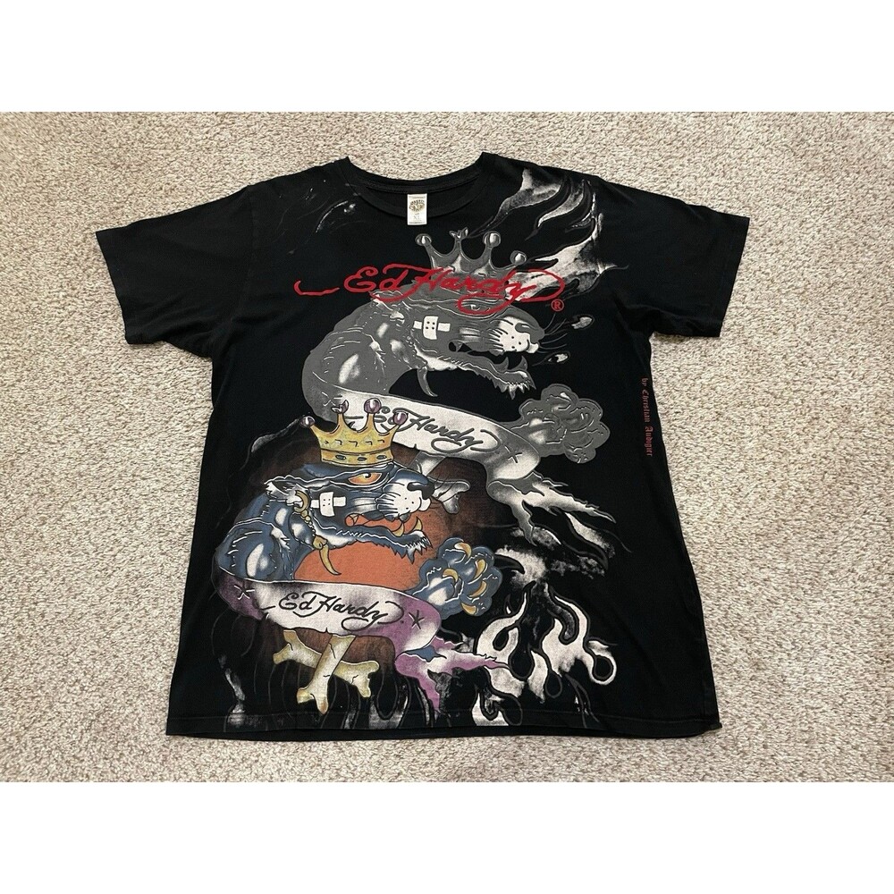 Vintage Ed Hardy - Christian Audigier Rare Mens XL T-Shirt - Black